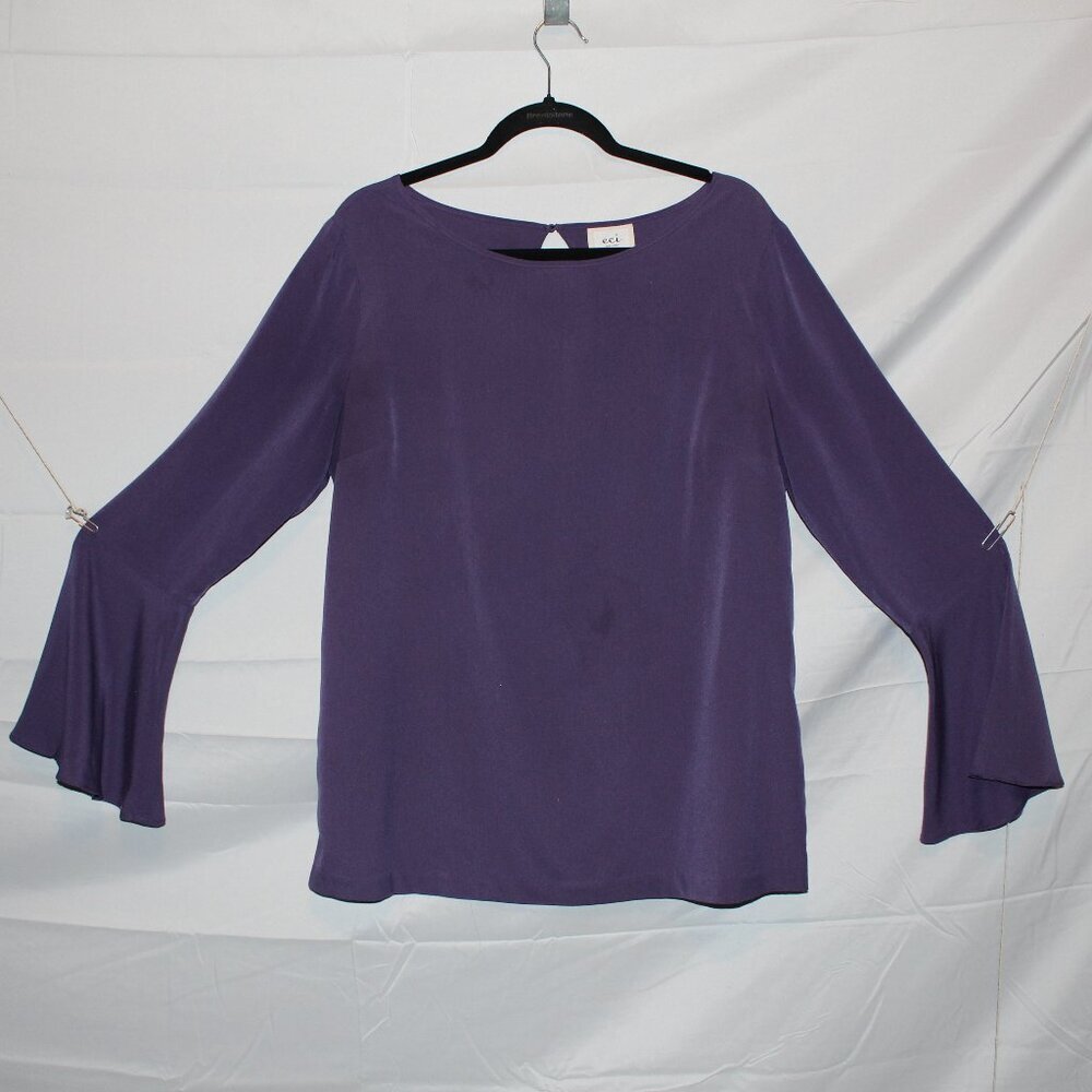 ECI, Long Sleeve Bell Cuff Blouse, XL, Purple Eggplant, Polyester, Lightly Used - Picture 4 of 7